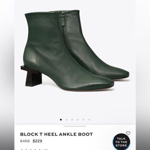 Funky Tory Burch boots in green. Boots have unique block T heel. Size 9 women’s.